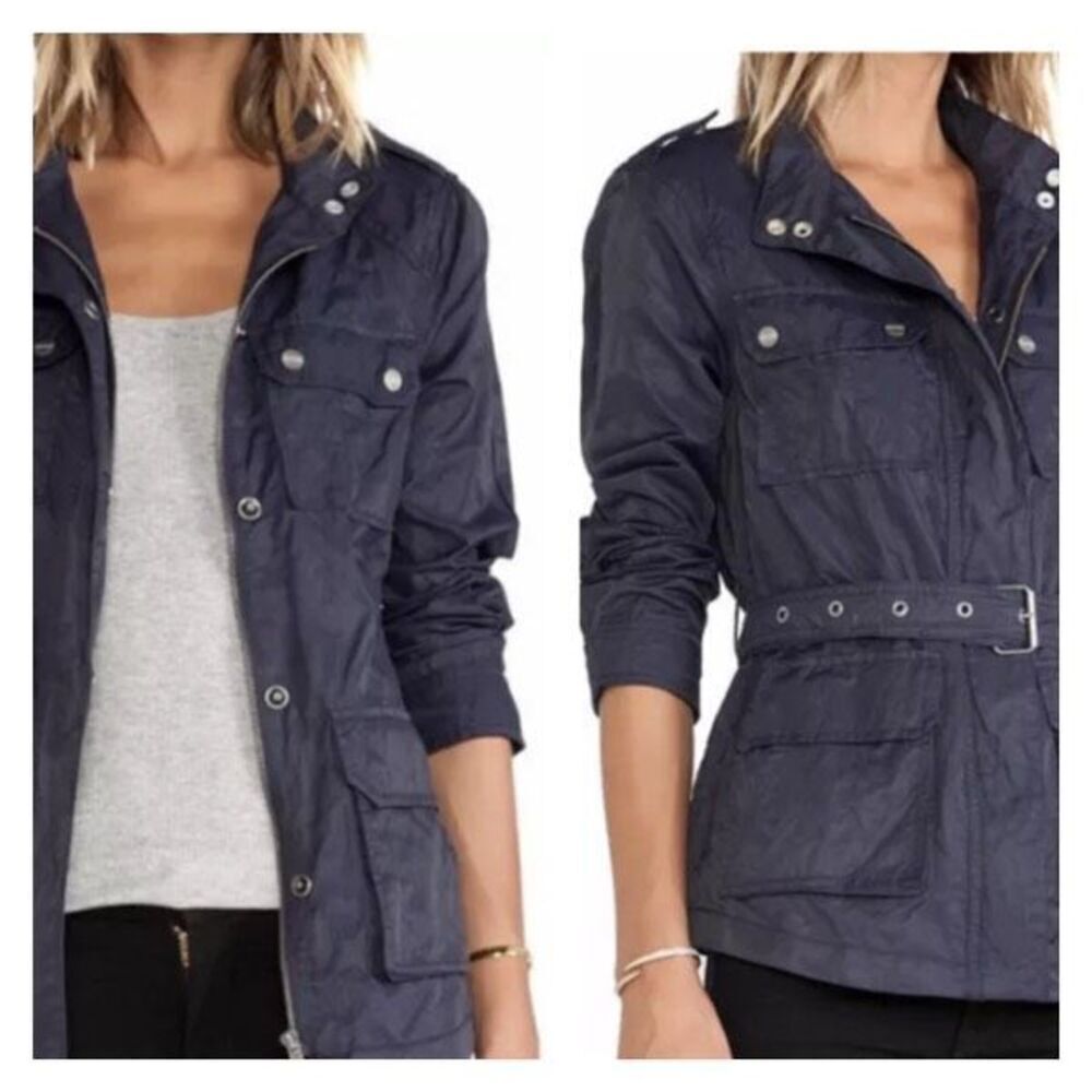 Sanctuary Navy Blue Belfast Utility Belted Cargo Jacket Women's Size XS Military